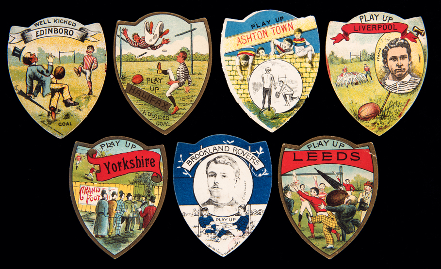 A group of seven rugby cards published by J.