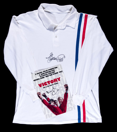 A Pele signed 'Escape to Victory' football jersey,