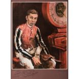 A signed Susan Crawford limited edition print of Lester Piggott,