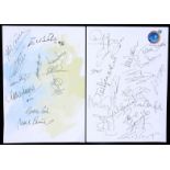 Two autographed sheets for the opening of the "Football Football" theme restaurant in London in