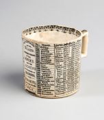 A pottery mug commemorating the winners of the St Leger between 1776 and 1851,
by Lloyd & Co.