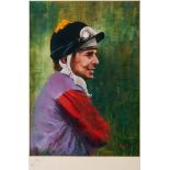 *** Clark (20th century)
PORTRAIT OF WILLIE CARSON IN THE ROYAL COLOURS
signed, coloured pastels,