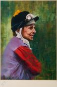*** Clark (20th century)
PORTRAIT OF WILLIE CARSON IN THE ROYAL COLOURS
signed, coloured pastels,