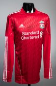 A Steven Gerrard signed Liverpool jersey,
player-spec long-sleeve jersey but unbadged,