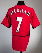 A David Beckham signed red Manchester United No.