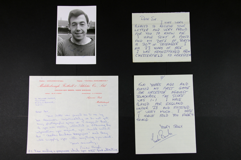 1960s signed hand written letters from Brian Clough and from Gordon Banks,