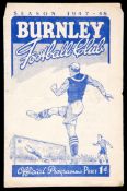 Burnley v Leeds United programme 7th February 1948,