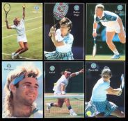 33 tennis colour portrait postcards of competitors at Wimbledon mid-1980s/2000s,
Agassi, Becker,