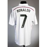 A Cristiano Ronaldo signed Real Madrid replica jersey,