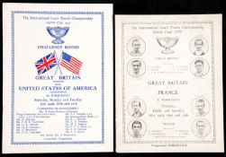 Two scarce Davis Cup programmes for 1937 and 1939,
the 1937 copy is in excellent,