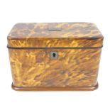 A tortoise shell two compartment tea cad