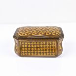 A continental parquetry wood snuff box,