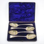 A set of four George III silver fruit se