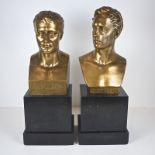 Two French gilt bronze busts of Napoleon