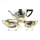 A George V three piece silver tea set.