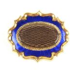 Yellow gold enamelled mourning brooch.