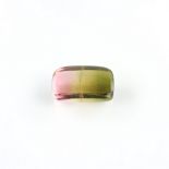 Loose cabochon cut bicolour tourmaline. Weight 4.39 cts.