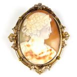 Large revolving shell cameo mourning brooch.