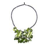 Burberry Prorsum green paste fringe necklace.