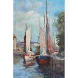 Richez, Twentieth Century French AR,  A French Harbour Scene. 35.5 x 23.5 ins., (90 x 60 cms.