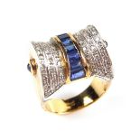 18 ct yellow gold sapphire and diamond ring.