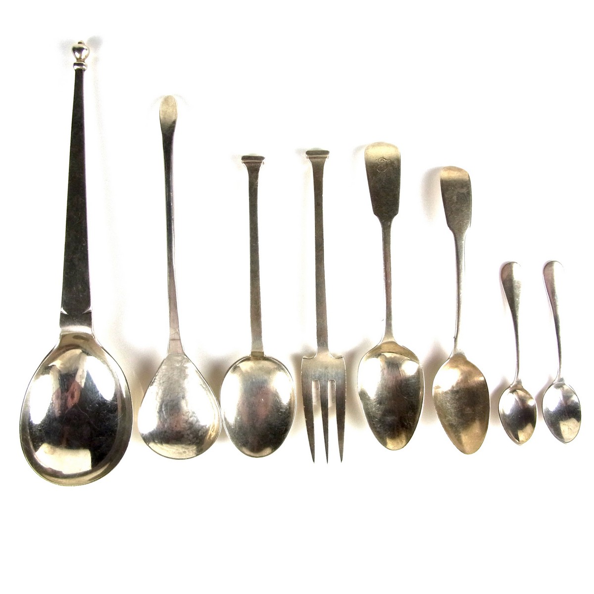 A collection of silver flatware.