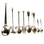 A collection of silver flatware.