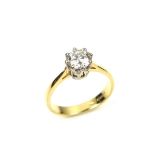 18 ct yellow gold diamond solitaire ring. The round brilliant cut diamond weighing approx. 0.