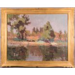 Mykola Nedilko (1902-1979) River Landscape, Oil on canvas, Signed and dated 6/48. Dimensions: h: