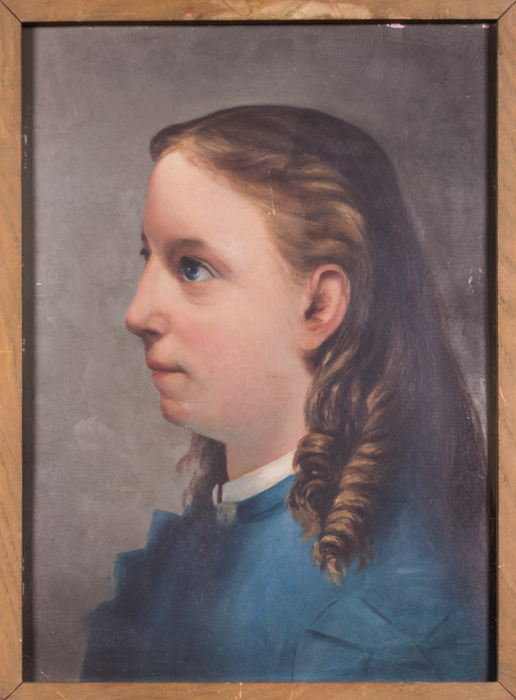 Elizabeth Moor Reif (19th Century) Portrait of a Girl, Oil on board, Signed on verso. Dimensions: h: