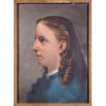 Elizabeth Moor Reif (19th Century) Portrait of a Girl, Oil on board, Signed on verso. Dimensions: h: