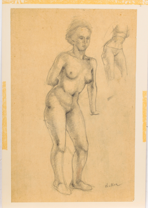 Henry Keller (1870-1949) Sketch of a Female Nude, Pencil on paper, Signed lower right. Dimensions: