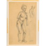 Henry Keller (1870-1949) Sketch of a Female Nude, Pencil on paper, Signed lower right. Dimensions:
