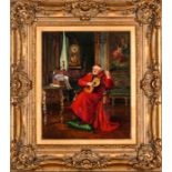 Paul Schaan (1857-1924) Interior Scene with Cardinal, Oil on board, Signed lower left. Dimensions: