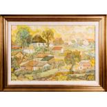 Seweryn Boraczok (1898-1975) Village Scene, Oil on canvas, Signed lower right. Dimensions: h: 17 1/4