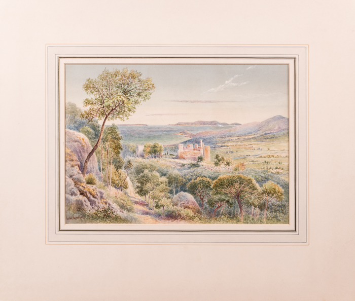 Thomas Leeson Rowbotham (Irish, 1783-1853) Castle of Biomes, Watercolor, Signed lower left.