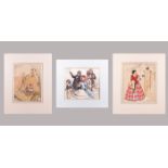A Group of Three English Watercolor Illustrations by Various Artists, 19th/20th Century, Including