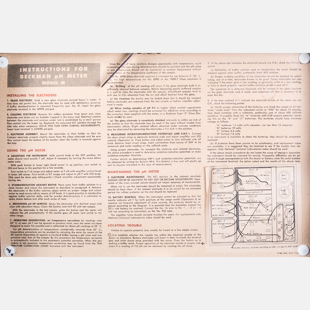 A Glass Electode PH Meter by Beckman, 20th Century. Model M, serial number 9476. Having - Image 5 of 9