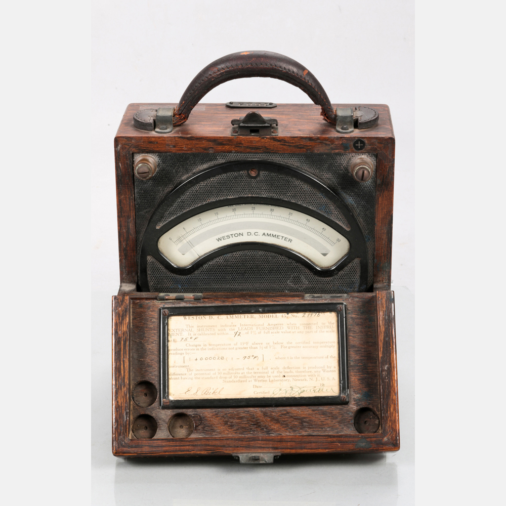 A DC Ammeter by Weston Electrical Instrument Co., Newark NJ, Model 45, 1919. Numbered 21176.