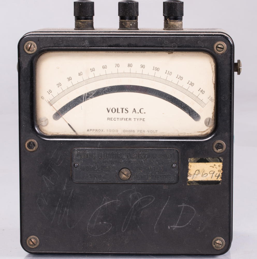 An AC Voltmeter with Mirror Scale by Weston Electrical Instrument Co., Newark NJ, Early 20th