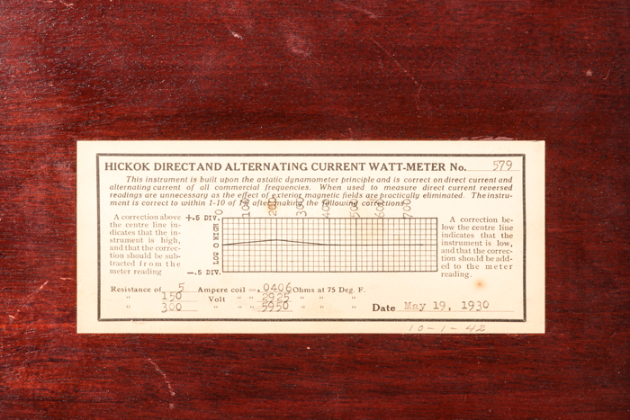 A Direct and Alternating Current Astatic Wattmeter by Hickok Electrical Instrument Co. - Image 6 of 10