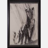 A.E. London (20th Century) Endangered Cheetah, Charcoal on paper,  Signed lower right. H: 52   W: 36