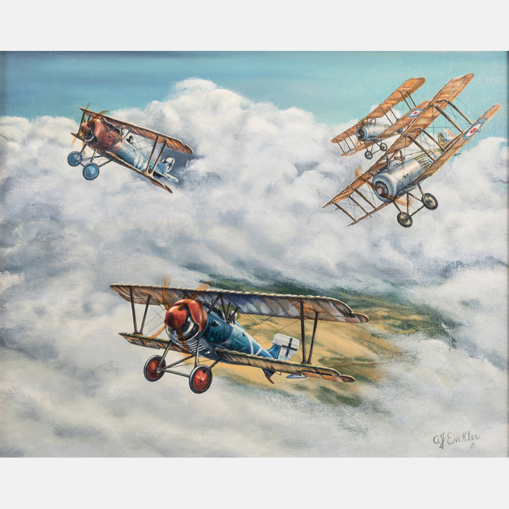 Albert J. Enckler (1921-2014) Siemens-Schuckert D-IV's Surprised by a Pair of British Sopwith ' - Image 2 of 6