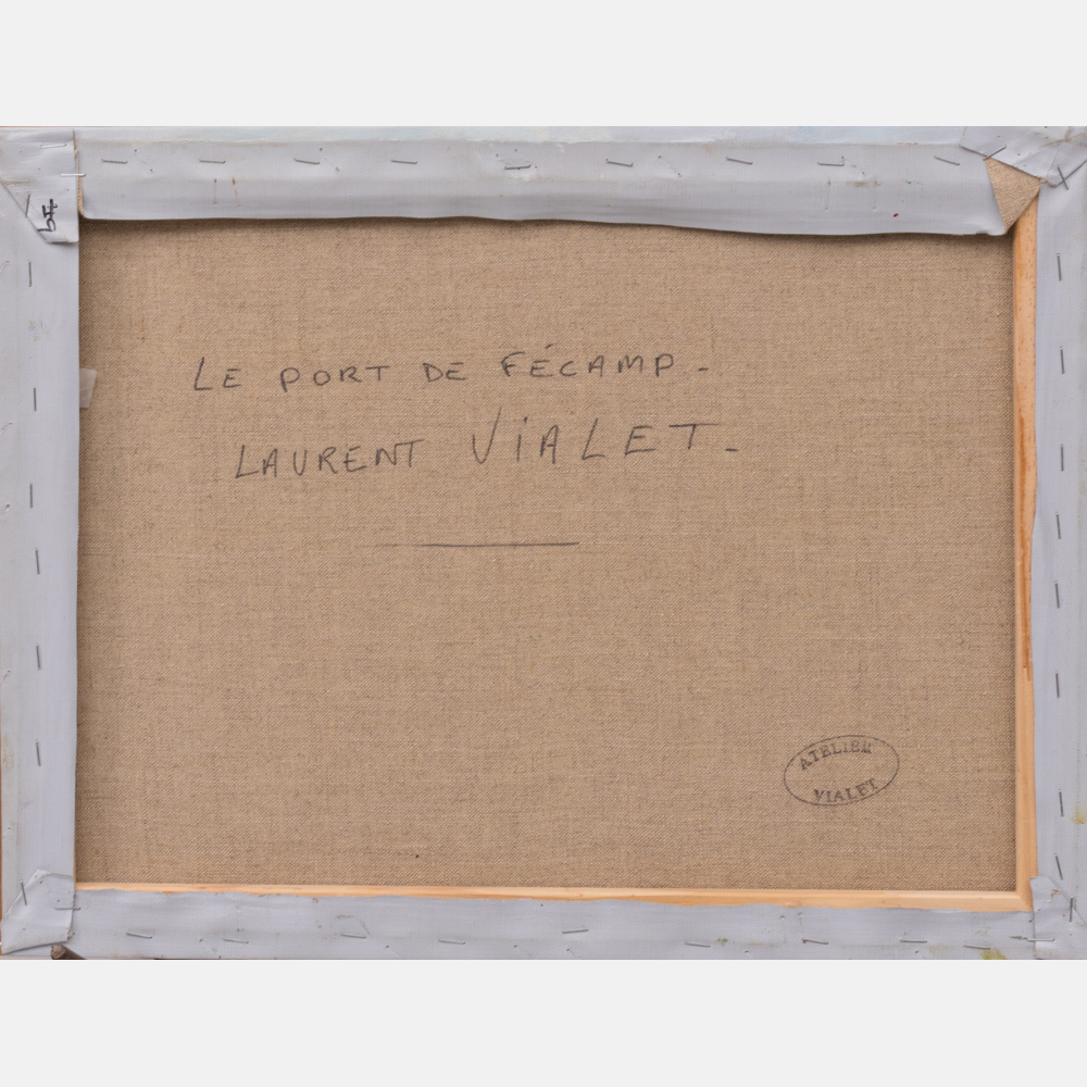 Laurent Vialet (b. 1967) Le Port de Fecamp, Oil on canvas, Signed lower left, as well as signed - Image 2 of 6