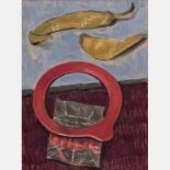 Henning Loeschcke (b. 1946) Arrangement with Two Peppers, Oil on panel, Signed and dated '95 lower