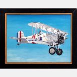 Albert J. Enckler (1921-2014) Mid-1930's Biplane (Grumman F2F; early Navy Fighter), Acrylic on