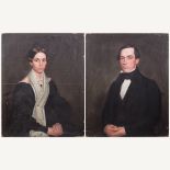 Attributed to Ammi Phillips (1788-1865) Portraits of a Gentleman and Lady, Oil on canvas,