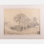 Artist Unknown (19th Century) Bloodhounds, 1867, Pencil sketch on tissue, Signed illegibly lower