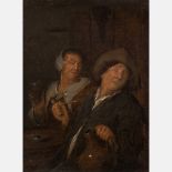 Attributed to Jan Miense Molenaer (1609-1668) Tavern Scene, Oil on board, Unsigned. H: 8 3/8   W: