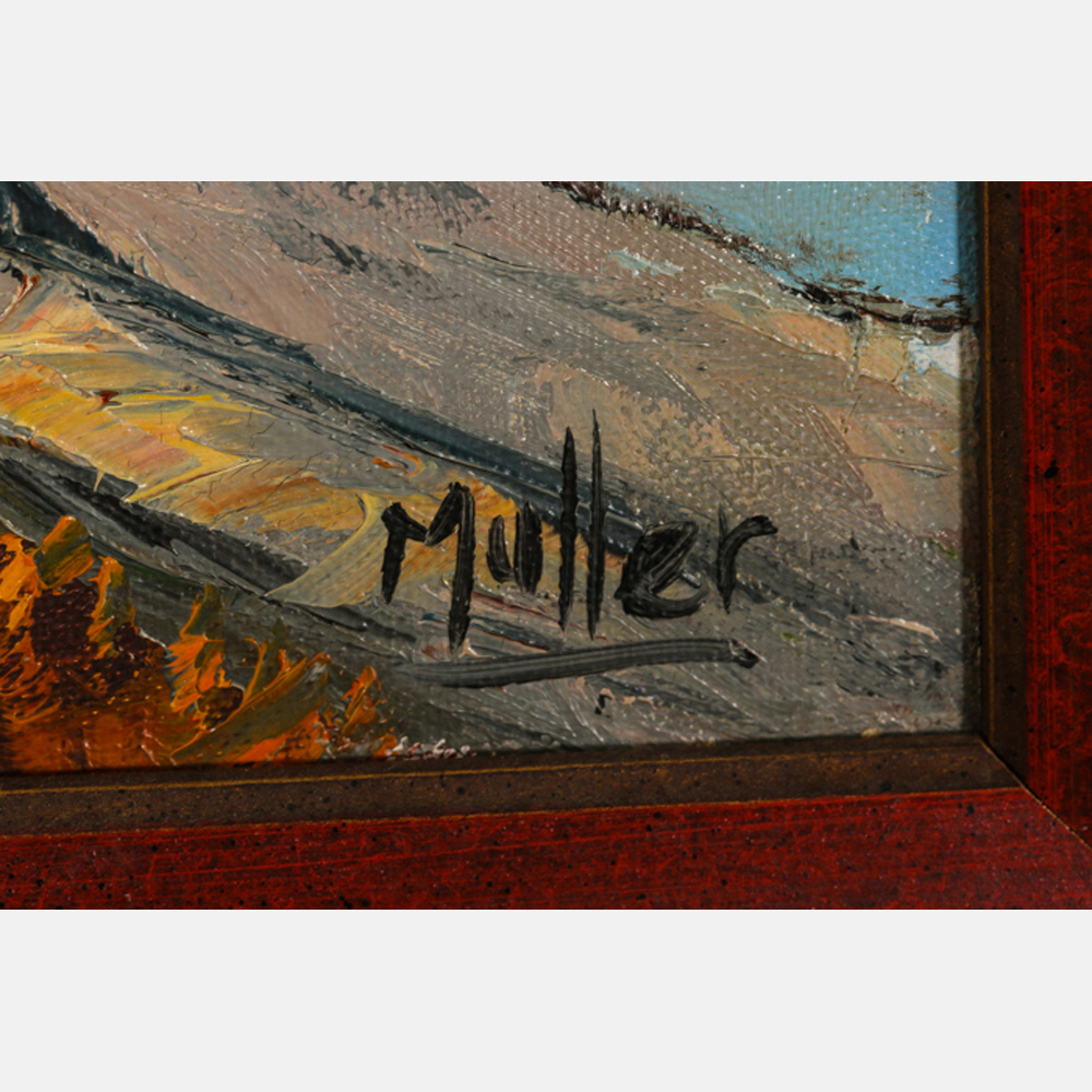 Muller (20th Century) Lake View, Oil on canvas, Signed lower right. H: 16   W: 24   in.Note - Image 3 of 3